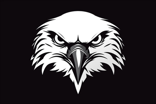 A high-definition black and white vector-style face of a falcon isolated on a solid background.