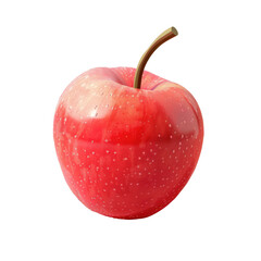 Red apple with green stem on Transparent Background