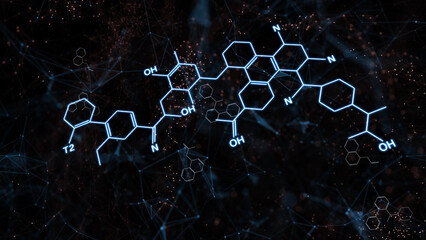 Abstract chemical molecules illustration dark modern background. - 780368395