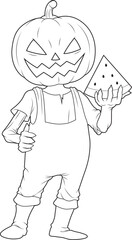 Jack O Lantern Halloween Watermelon Animal Vector Graphic Art Illustration