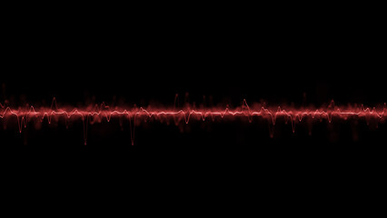 Abstract red glowing heartbeat lines on black loop background. Concept heart ecg graph illustration. - 780368590