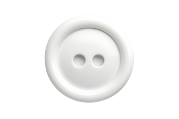 White Button on White Background. On a White or Clear Surface PNG Transparent Background.