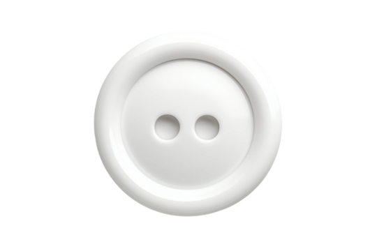 White Button on White Background. On a White or Clear Surface PNG Transparent Background.