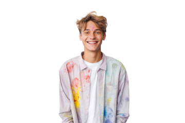 Gen Z teenagers love freedom and are happy at work. Isolated on white background