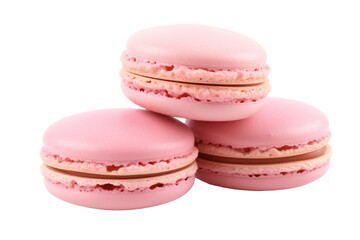 Obraz premium Three Pink Macaroons Stacked Together. On a White or Clear Surface PNG Transparent Background.