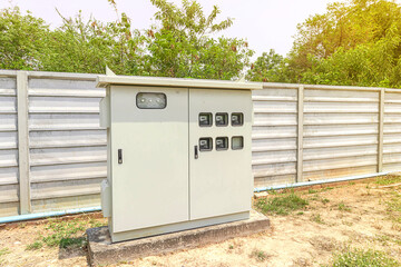 Electric meters and Outdoor electric control box in the park.