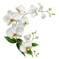 Obraz premium Realistic and elegant white orchid, clean-cut edges for easy layering and use.