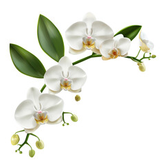 Obraz premium Realistic and elegant white orchid, clean-cut edges for easy layering and use.