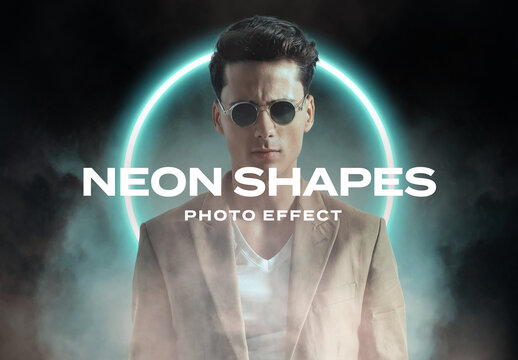 Neon Shapes Modern Creative Photo Effect Paper Texture Template Mockup Overlay Style