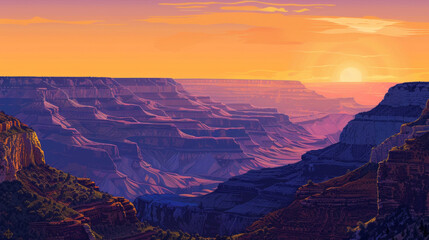 Grand canyon sunset illustration background - 780371180