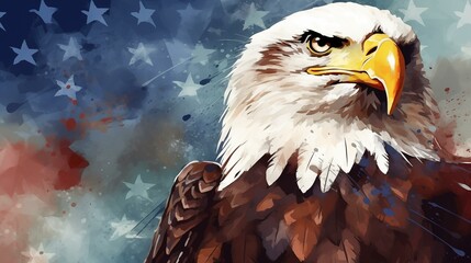 Eagle on american flag celebration bird of prey patriotism