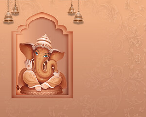 3D Illustration - Lord Ganesha On Ganesh Chaturthi Background , Happy Ganesh Chaturthi Greetings  © ganesh_502