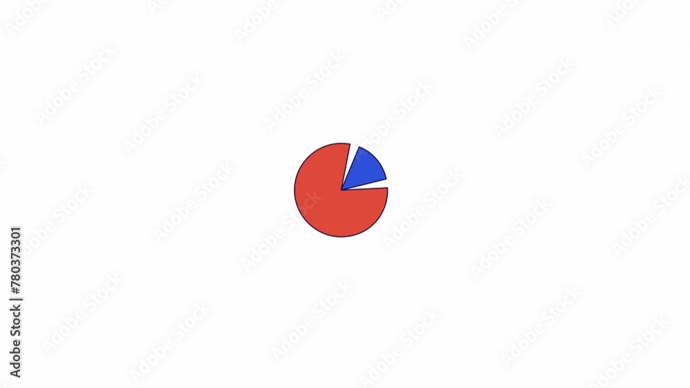 Poster piechart segments line 2d object animation. analysis pie chart slice. data visualization circular fl