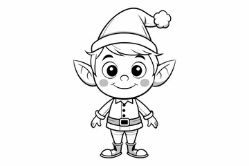 Cute elf cartoon character outline for colouring vector image