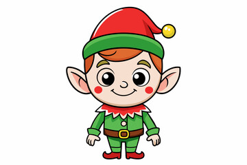 Cute elf cartoon character outline for colouring vector image