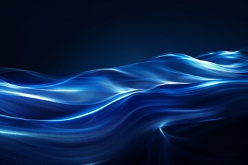 A blue wave of light is projected onto a dark background