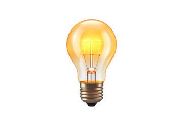 Yellow Light Bulb on White Background. On a White or Clear Surface PNG Transparent Background.