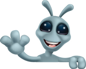 An alien grey or gray fun cartoon character mascot - 780374768