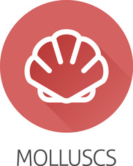 A seashell shell clam mollusc food stylised icon. Possibly an icon for the allergen or allergy or a seafood concept.