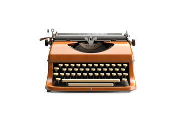 Orange Typewriter on White Background. On a White or Clear Surface PNG Transparent Background.