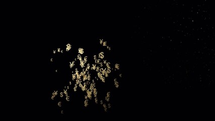 Multiple currency symbols fireworks with alpha channel