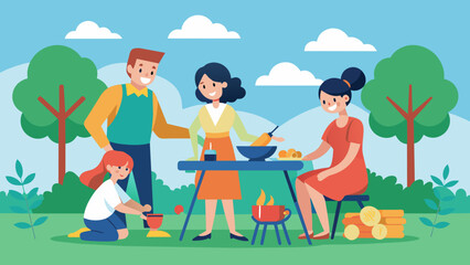 Obraz na płótnie Canvas family picnic vector illustration
