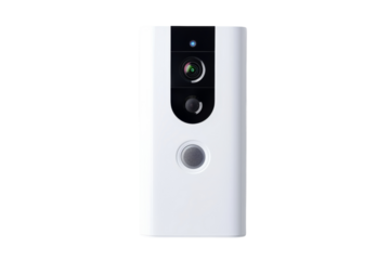 Security Camera Mounted on Wall. On a White or Clear Surface PNG Transparent Background.