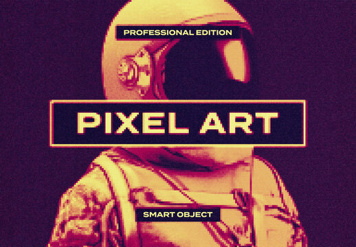 Pixel Art Photo Effect Paper Texture Template Mockup Overlay Style