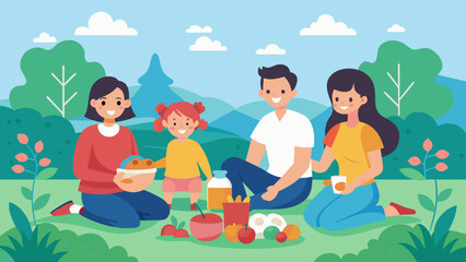 family picnic vector illustration