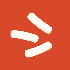 Cute Tteokbokki noodle cartoon. Korean street food. simple vector logo sausage. Tteokbokki is korean food.