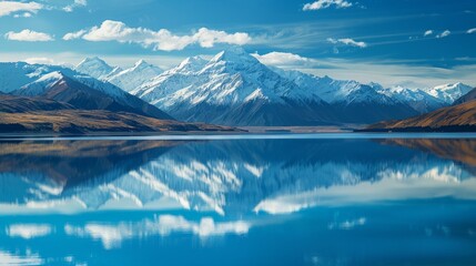 Snow, blue sky and water