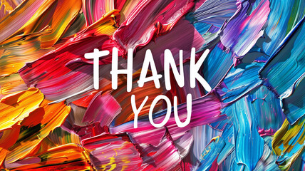 Thank You text on oil painted background.