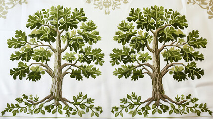 Tree Cross-Stitch Embroidery Design