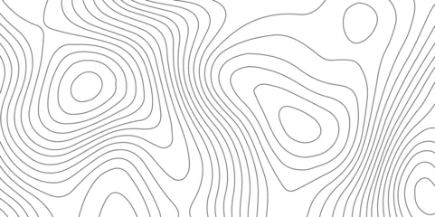Fotobehang Topographic map curves geographic line map pattern .panorama view black color wave curve lines .geographic mountain relief abstract grid .the concept map of a conditional geography map background . © VECTOR GALLERY