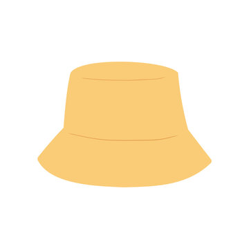 recommend clip art: Straw sun hat vector illustration isolated. Flat hand drawn clip art of summer bucket hat.