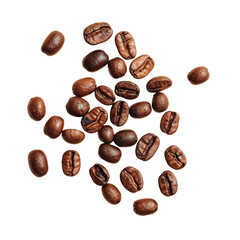 A pile of coffee beans on a transparent