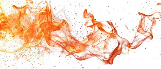 Fire flames on a white background as a concept of danger or heat,An explosion of colored paints in water on a white background

