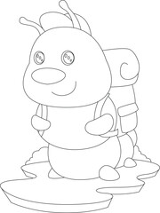 Caterpillar Hiker Backpack Hiking Animal Vector Graphic Art Illustration