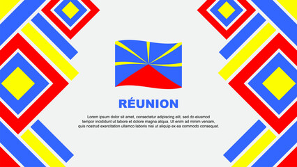Reunion Flag Abstract Background Design Template. Reunion Independence Day Banner Wallpaper Vector Illustration