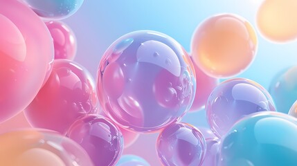 Digital pastel color bubble scene poster background