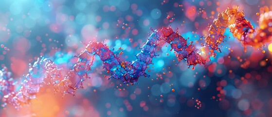 Bioinformatics visualization showing the structure of a DNA strand - obrazy, fototapety, plakaty
