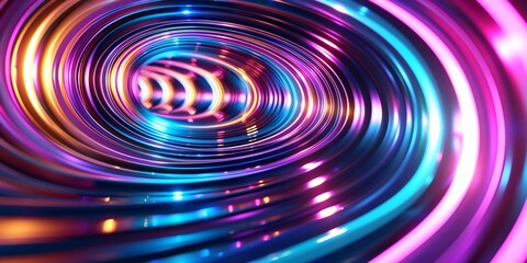 A picture of a colorful shiny tunnel in the style of galaxy and stars and space vibes, Abstract vortex and road hole, swirling and twirling neon walls, AI generated.