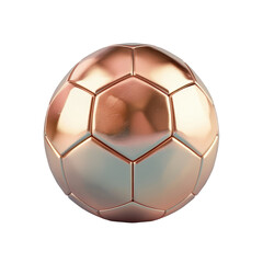 Close up of a gleaming soccer ball on a transparent backdrop