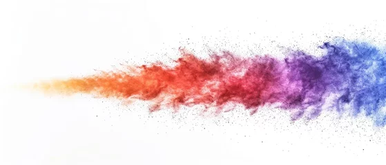 Foto op Canvas Freeze motion of colored dust explosion isolated on white background,Abstract powder splatted background. Colorful powder explosion on white background. Colored cloud. Colorful dust explode. Paint © PX Studio