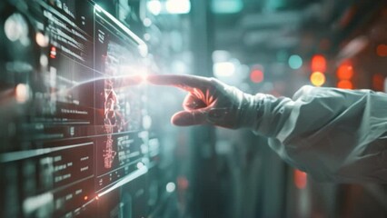 A delicate hand delicately holds a high-tech medical device in an artistic representation of medical technology and human care	