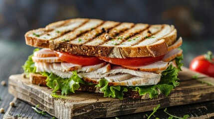 Turkey Sandwich With Tomato And Lettuce 