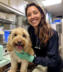 Colorful capture: veterinarian's joyful bond with dog