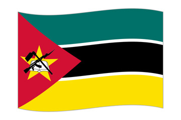 Waving flag of the country Mozambique. Vector illustration.