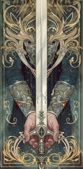 Sword in hands - tarot - oracle - symbolism - generative ai