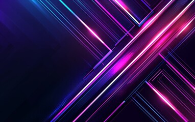 A picture of sharp neon shapes in violet purple and blue lights, arrow and triangle styles, glowing...
